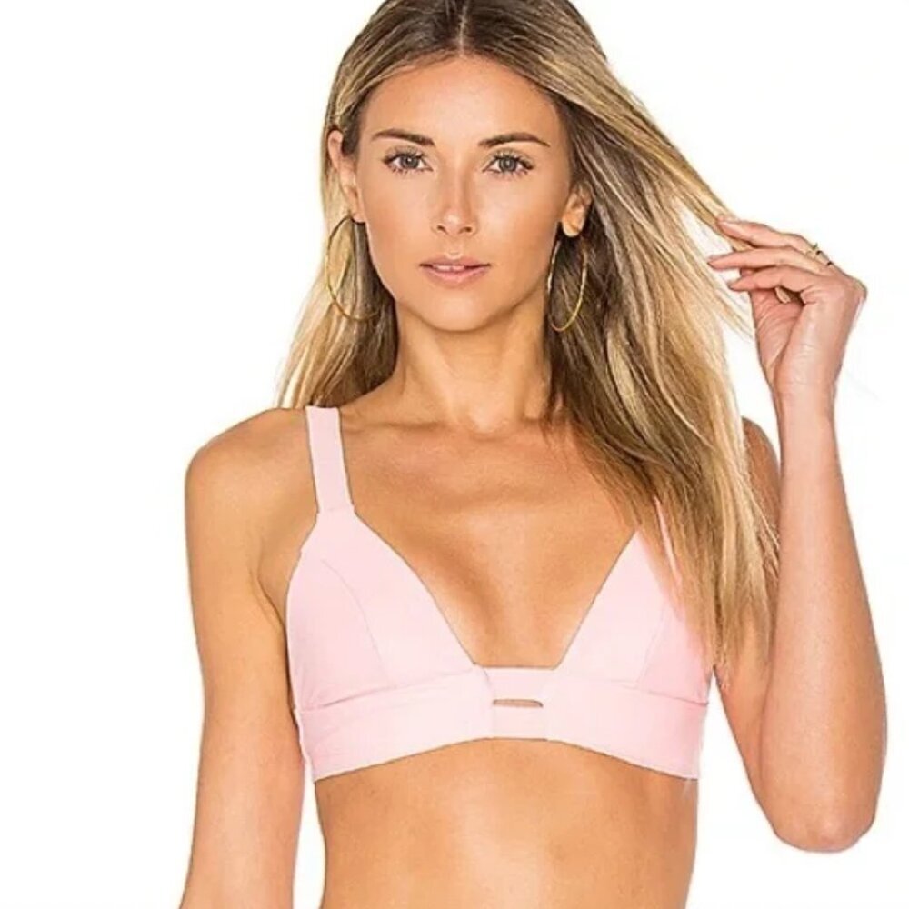NWT Vitamin A Neutra Bralette Triangle V-Neck Swim Bikini Top in Pink Sands M/8